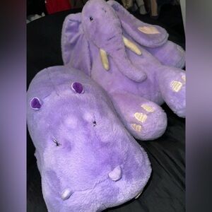 Purple Kids Stuffed Animal Set (Hippo and Elephant)